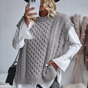 Grey Casual Women's Knitted Vest